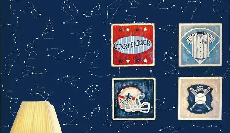 Beibehang Высококачественная темно-синяя детская мода мультфильм обои спальня гостиная стена магазин одежды теплый мальчик комната личность Созвездие звезды нетканые обои