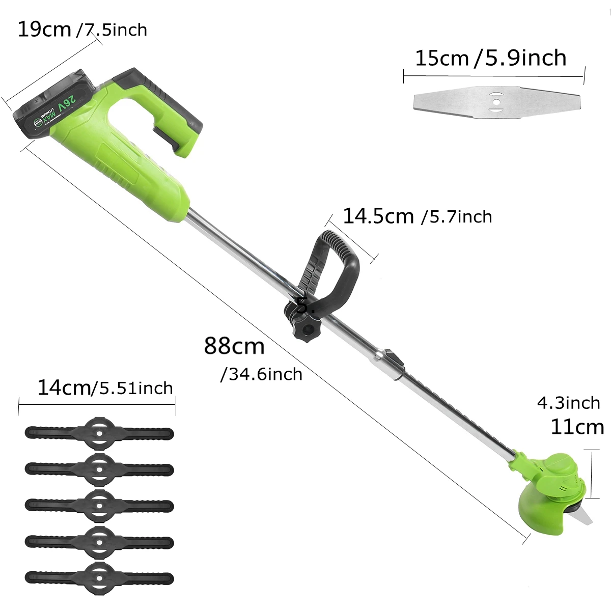 

2000rpm Electric Grass Trimmer Agricultural Household Lawn Mower Portable Cordless Lithium Chargeable Weeder Garden Mower