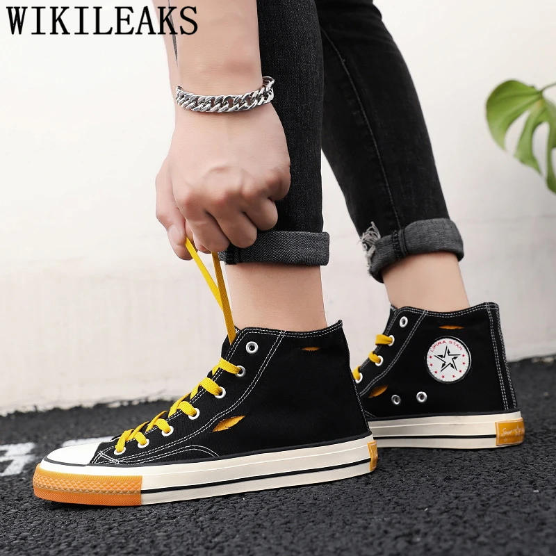 High Top Sneakers White Shoes Men Fashion Canvas Mens Casual Hot Sale Sepatu Pria Calzado Hombre Buty Meskie |