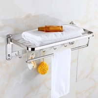 304 stainless steel bathroom towel rack with hooks towel hanger foldable fixed bath towel holder bath towel rail 405060 cm