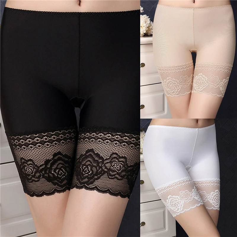 

Seamless Underwear Shorts Women Soft Cotton Safety Short Pants Female Sexy Lace Black Boxers Women Plus Size Boyshort Panties