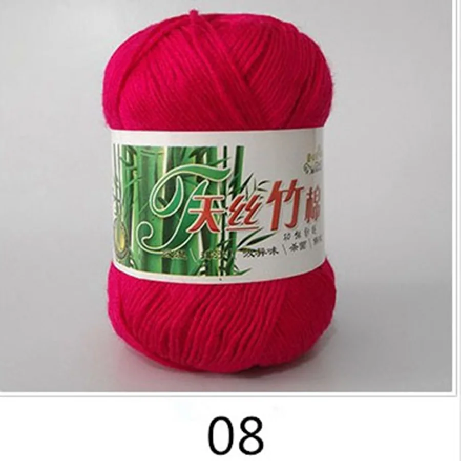 Новинка 50 г/мяч трикотажная пряжа Бамбуковая хлопковая однотонная для вязания