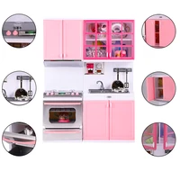 miniature modern kitchen toy set baby new play house toys children kitchen food cooking game gift suit kids pretend play pink