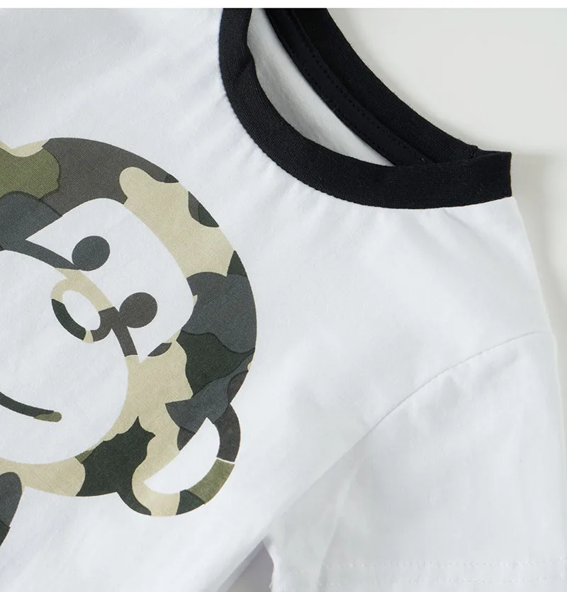 Одежда для маленьких мальчиков лето 100% вязаные хлопковые футболки с Обезьянами