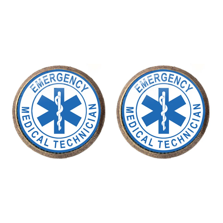 Аварийные серьги гвоздики с логотипом фосфория медицинского техника 12 мм