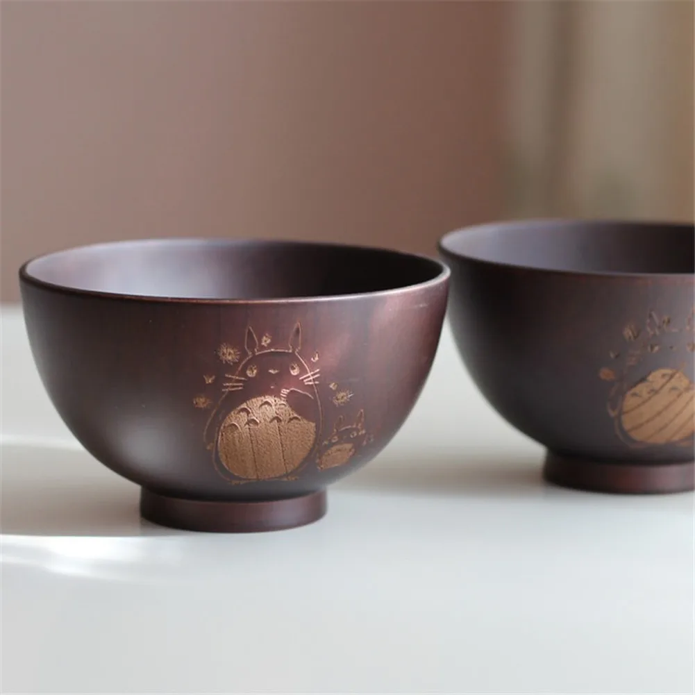1PC Japanese Style Wooden Bowl Cartoon Totoro Soup Salad Rice Noodle Bowls Natural Jujube Kids Original Wood Tableware | Дом и сад