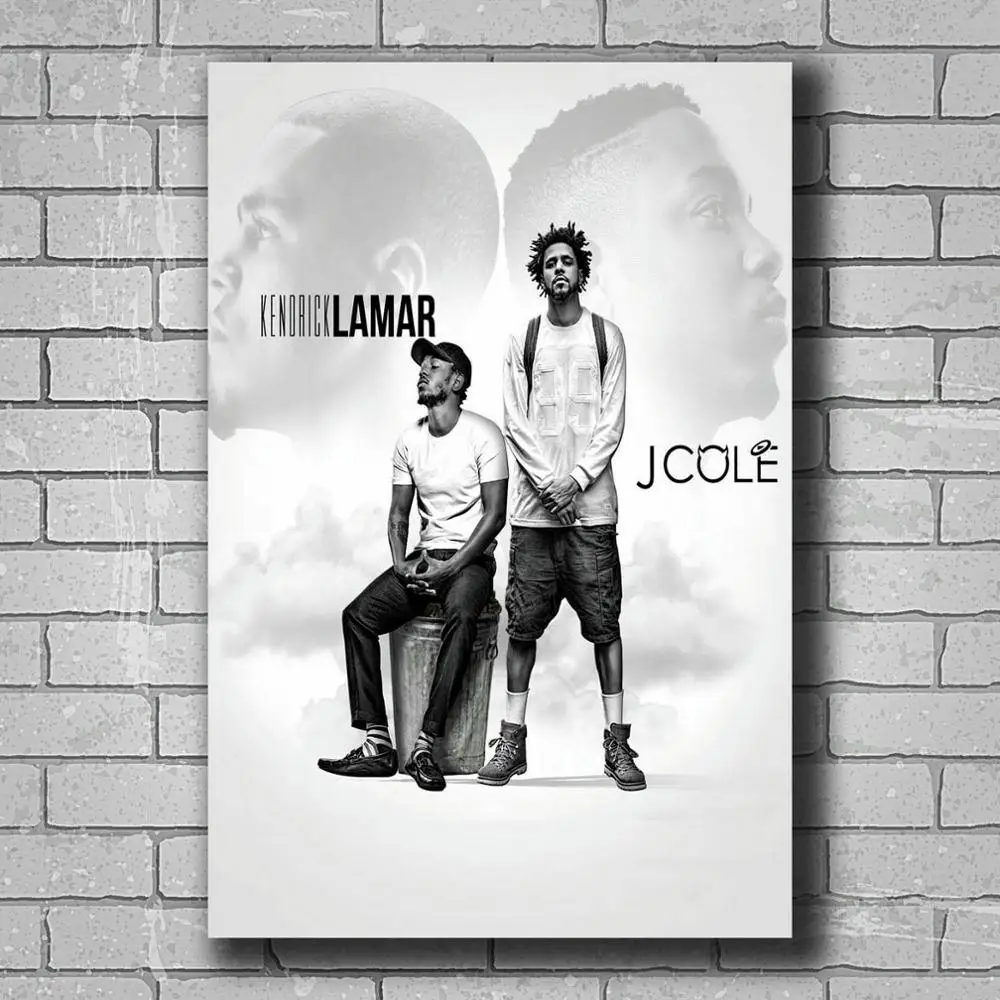 F232 Kendrick Lamar and J Cole Rapper Music Star Hot Silk Fabric настенный художественный плакат