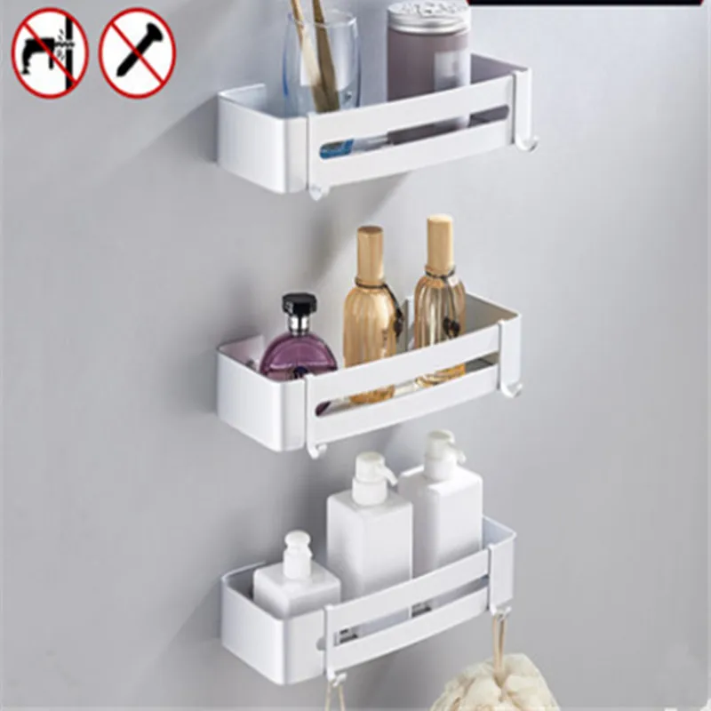 Silver three-tier Дырокол-свободная полка ванной ванная угол Угловые настенные черное пространство алюминиевый для хранения ванной комнаты - Цвет: Silver three-tier