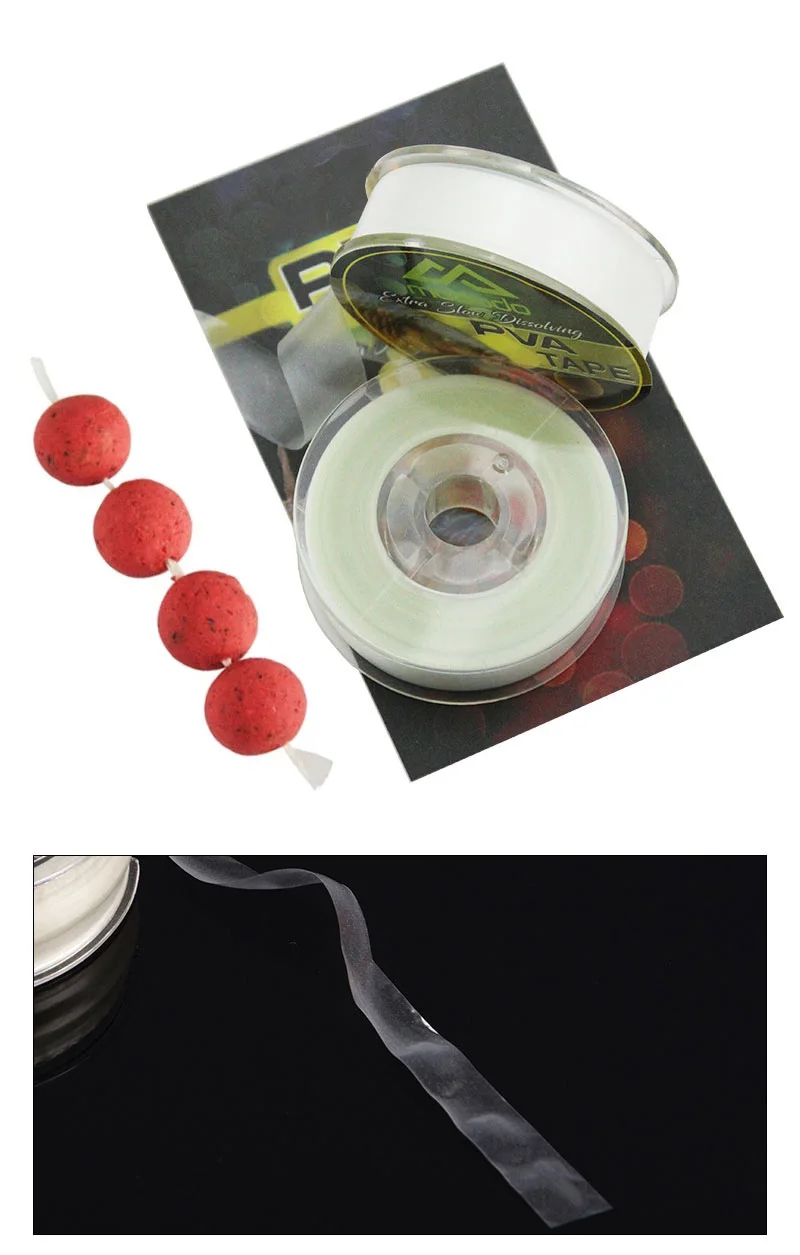 Un kit de señuelo de pesca que incluye bolas de cebo rojo y un carrete de línea de pesca blanca, diseñado para una pesca efectiva