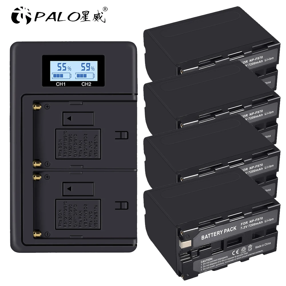 Palo 7200mAh NP-F960 NP-F970 NPF960 NPF970 Аккумулятор для видеокамеры с ЖК-зарядным устройством для sony DCR-SC100 CCD-SC55/SC65 CCD-TR3000/TR3300