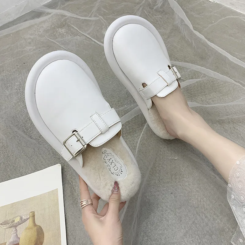 Брендовые зимние женские винтажные кожаные туфли Дизайнерские шерстяные