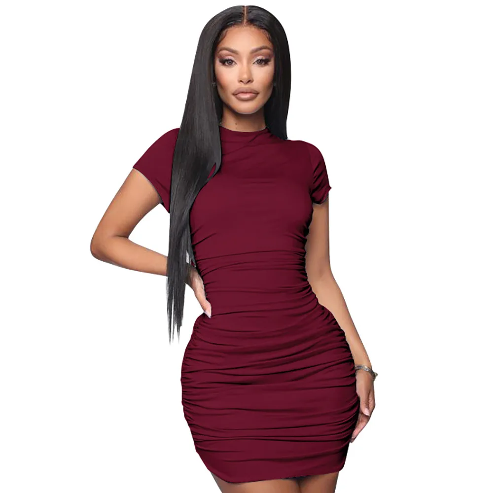

Summer pleated sexy dress independent stand new highlight women's clothing