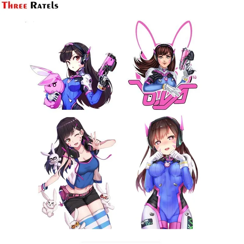 

Three Ratels FC639 сексуальный D Va аниме девушка кузов автомобиля Наклейка Pvc фигурка-стикер