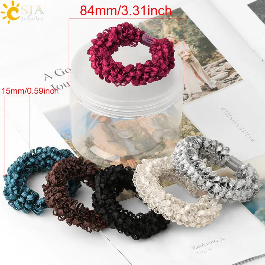 CSJA 6 шт. корейский стиль кольцо для волос высокие эластичные резинки кружевная