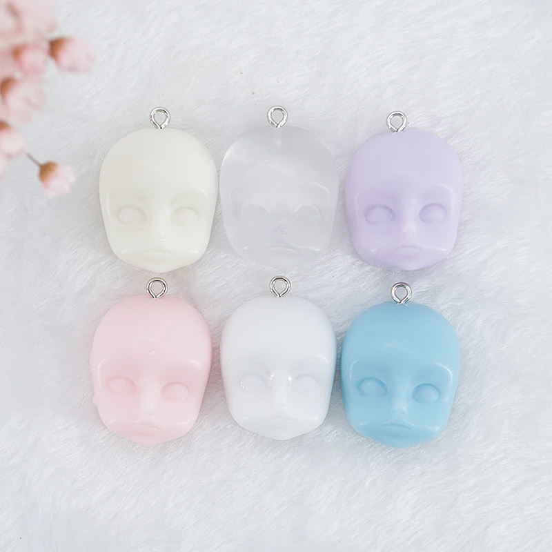 

6pcs 26mm*22mm Multicolor Resin Flatback Baby Face For Necklace Keychain Pendant DIY Making Accessories