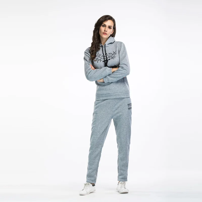 Женский спортивный костюм из двух предметов зимняя толстовка с капюшоном и