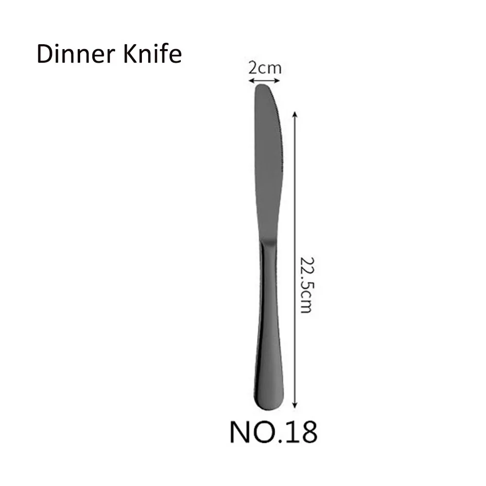NO18 Dinner Knife Обеденный из нержавеющей стали вилка Корея красочные десерт пирог вилка длинная ручка Золотой синий черная Вилка Набор для отеля вечерние Прямая - Цвет: NO18 Dinner Knife