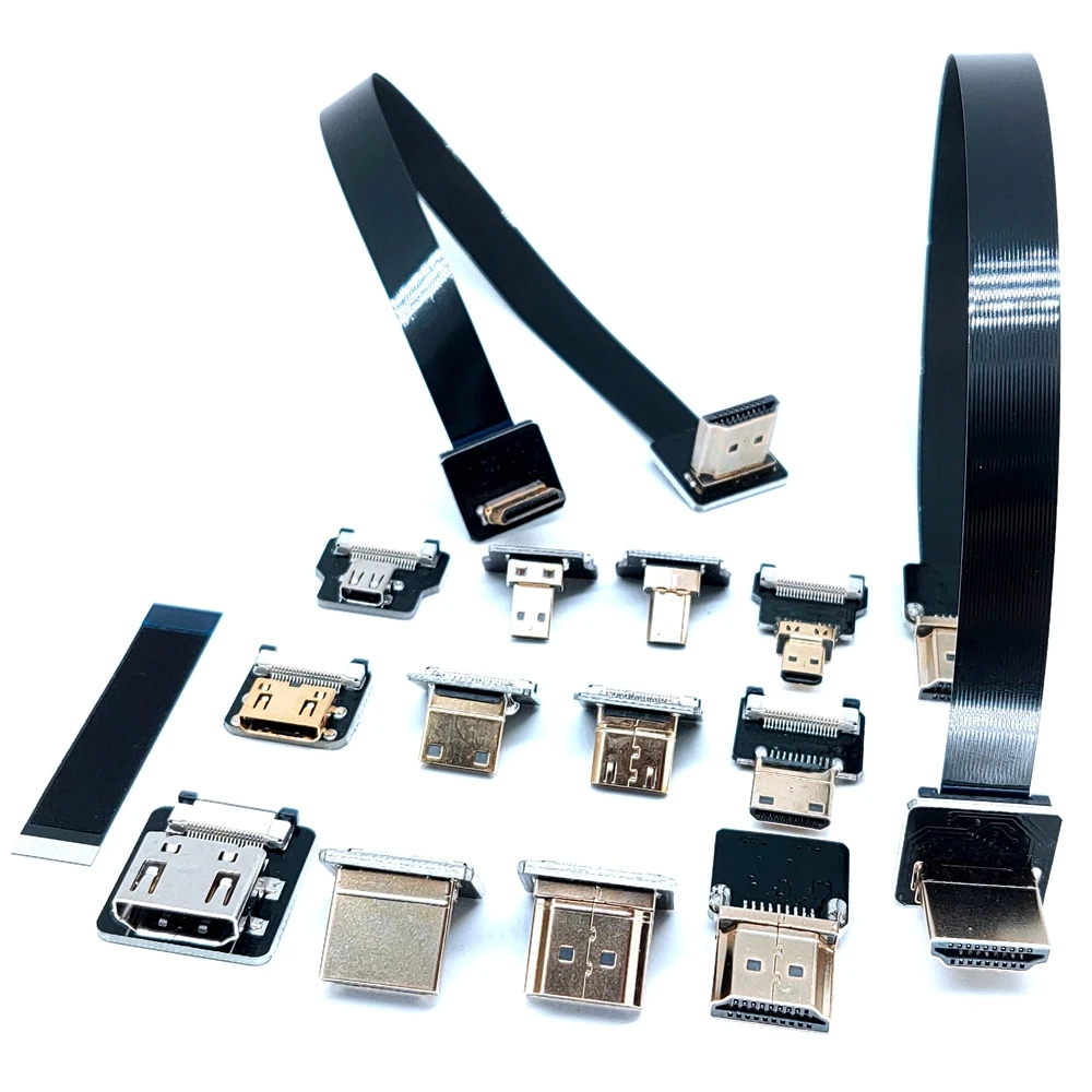 Вверх/вниз угол Micro/MINI HDMI совместимый к 90 градусов гибкий hdmi ленточный кабель pin