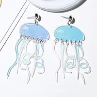 xiyanike resin acrylic jellyfish earrings big long dangle drop ear decoration jewelry for women girls cartoon animal charms 2019