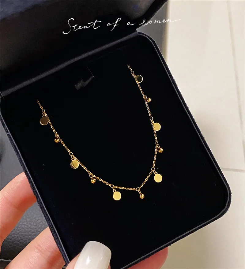 

UBESTNICE Real AU750 18K Yellow Gold Boho Style Ins Fine Jewelry Lace Link Chain Dainty Choker Necklaces For Women Party Gift