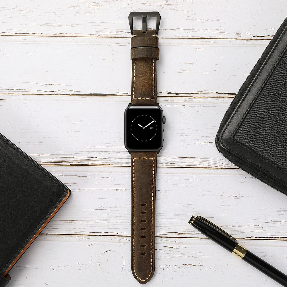 CHIMAERA ремешки для Apple Watch кожаный ремешок для наручных часов Iwatch серии 1/2/3/4 ремешок 38 мм 40 мм 42 44 мм адаптеры для сим-карт Спорт