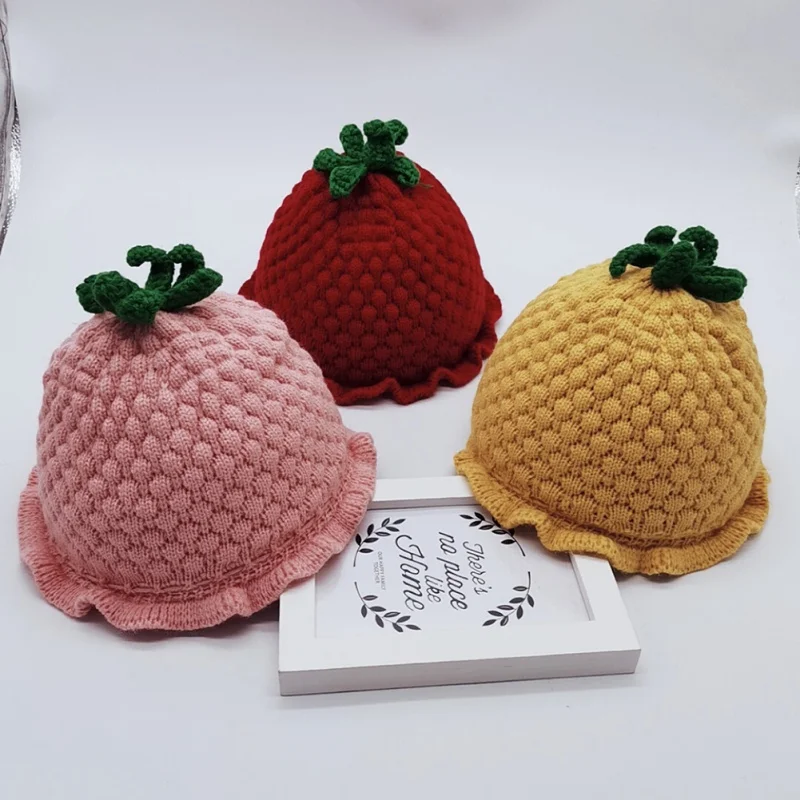 Gorros con estampado de dibujos animados para reci&eacute;n nacido, gorros de lana con dobladillo, bonitos y c&aacute;lidos, para invierno, 2022-0