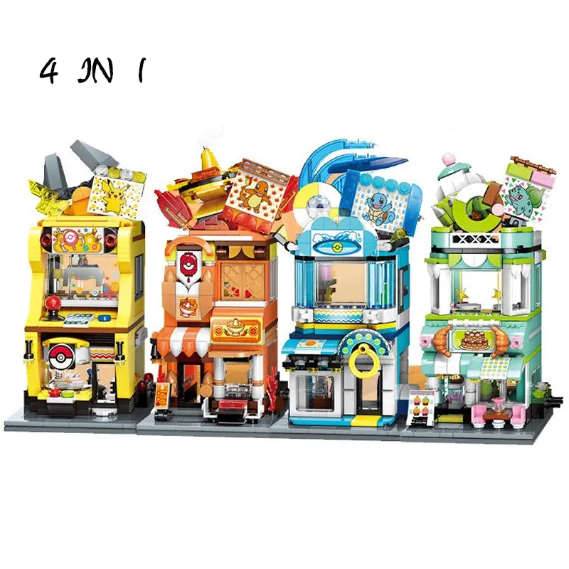 

Pokemon animation building blocks water arrow turtle Pikachu fire dragon frog seed Street view jigsaw puzzle children toy gift