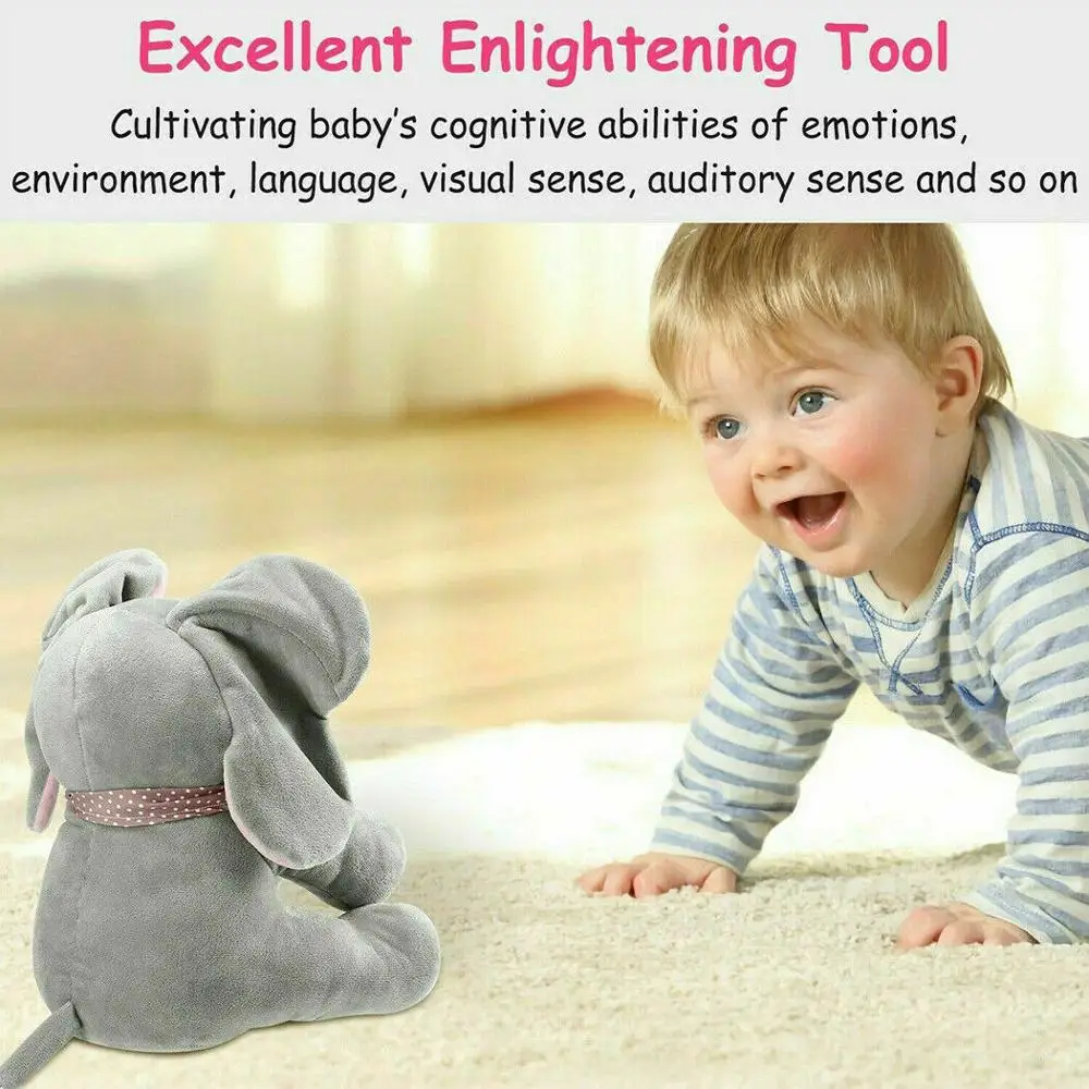 

Elephant Toys Will Sing with Music Elephant Cover Eyes Baby Elephant Doll Children Accompanying Toy Plush Toy Peekaboo Elephant