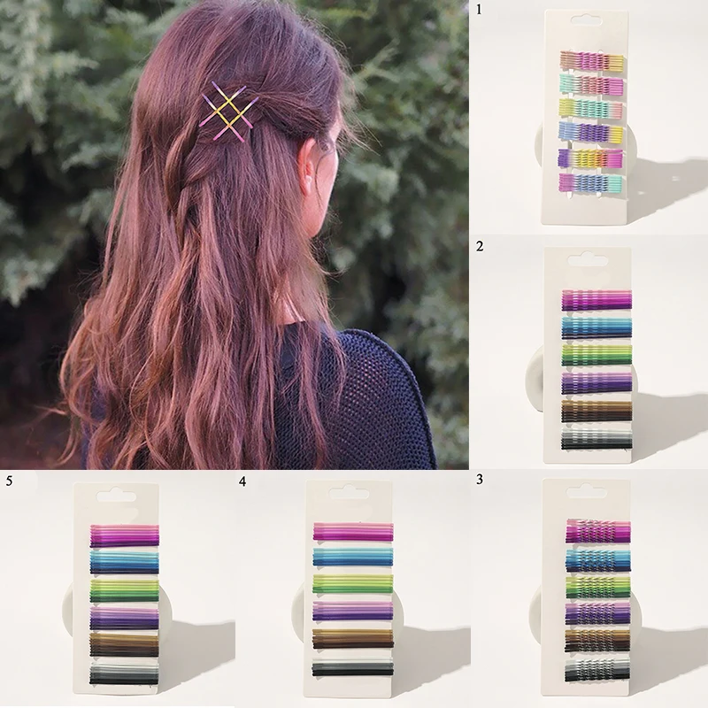 

36Pcs/Set Sweet Hair Clips Women Girls Hairgrip Colorful Barrettes Candy Color Wave Flat Curved Hairpins Invisible Hair Grips