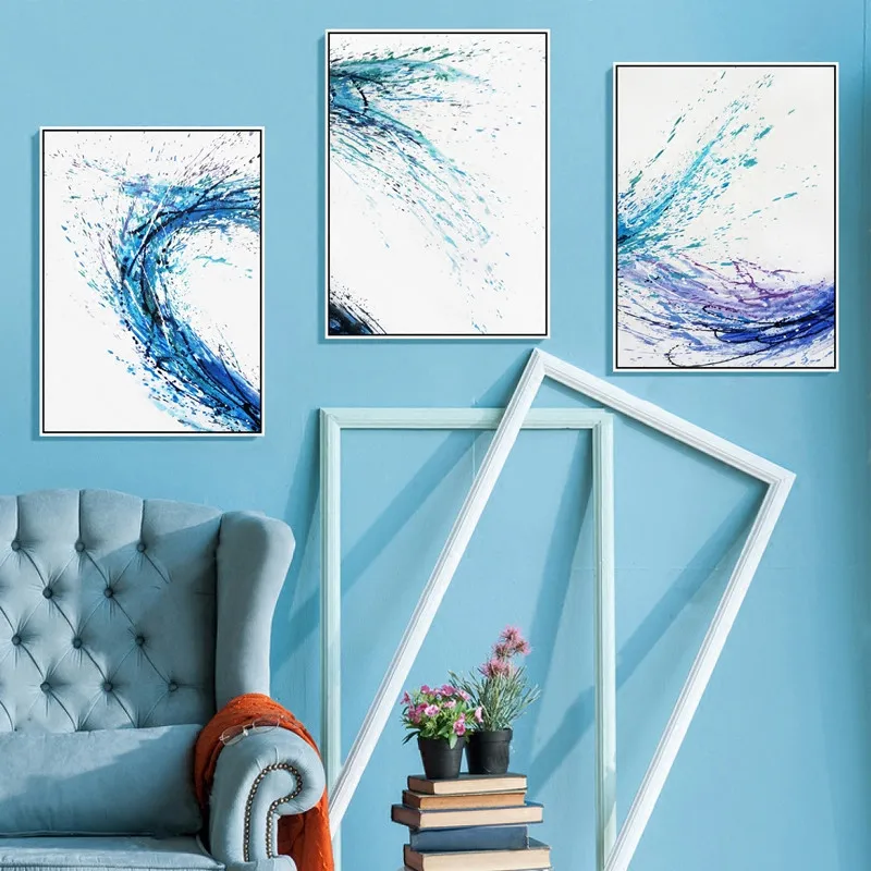 Граффити спрей цвет абстракция фиолетовый синий черный волна холст Картина