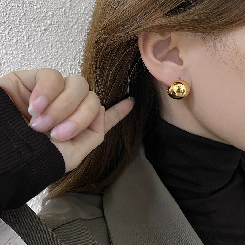 

Minimalist Gold/Silver Color Round Earrings for Women Trendy Geometric Drop Statement Earrings Party Fashion Jewelry Gift