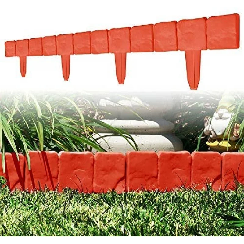 

Gray Garden Fence Folding Border Landscape Orange Flower Fence-Path Garden Edging Lawn Imitation Stone Fence Grounding Fence
