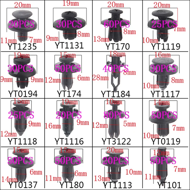 630 Pcs Car Retainer Clips Plastic Fasteners Kit Fender Rivet Auto Bumper for G-m Ford Toyota Honda Chrysle |