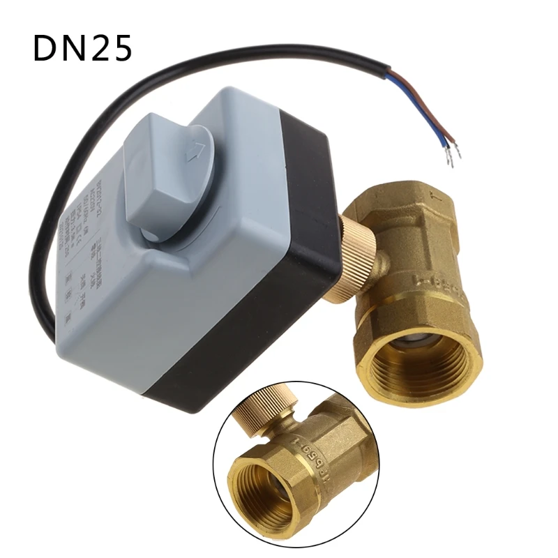 

AC220V DN15 DN20 DN25 2 Way 3 Wires Brass Motorized Ball Valve Electric Actuato With Manual Switch