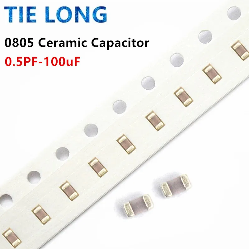 

100pcs/Lot 100nF X7R 10% 50V 0805 0.1UF 104 1pF ~ 47uF SMD Thick Chip Multilayer Ceramic Capacitor