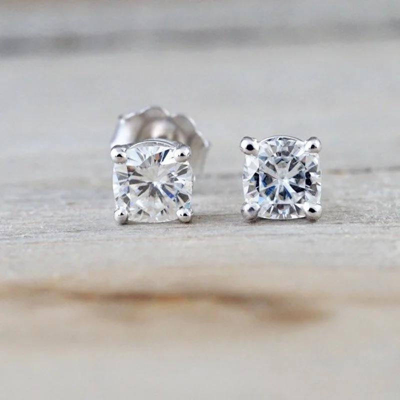 

1.0 cttw Round Brilliant Cut Moissanite Stud Earrings For Women Solid 14K White Gold Fine Jewelry