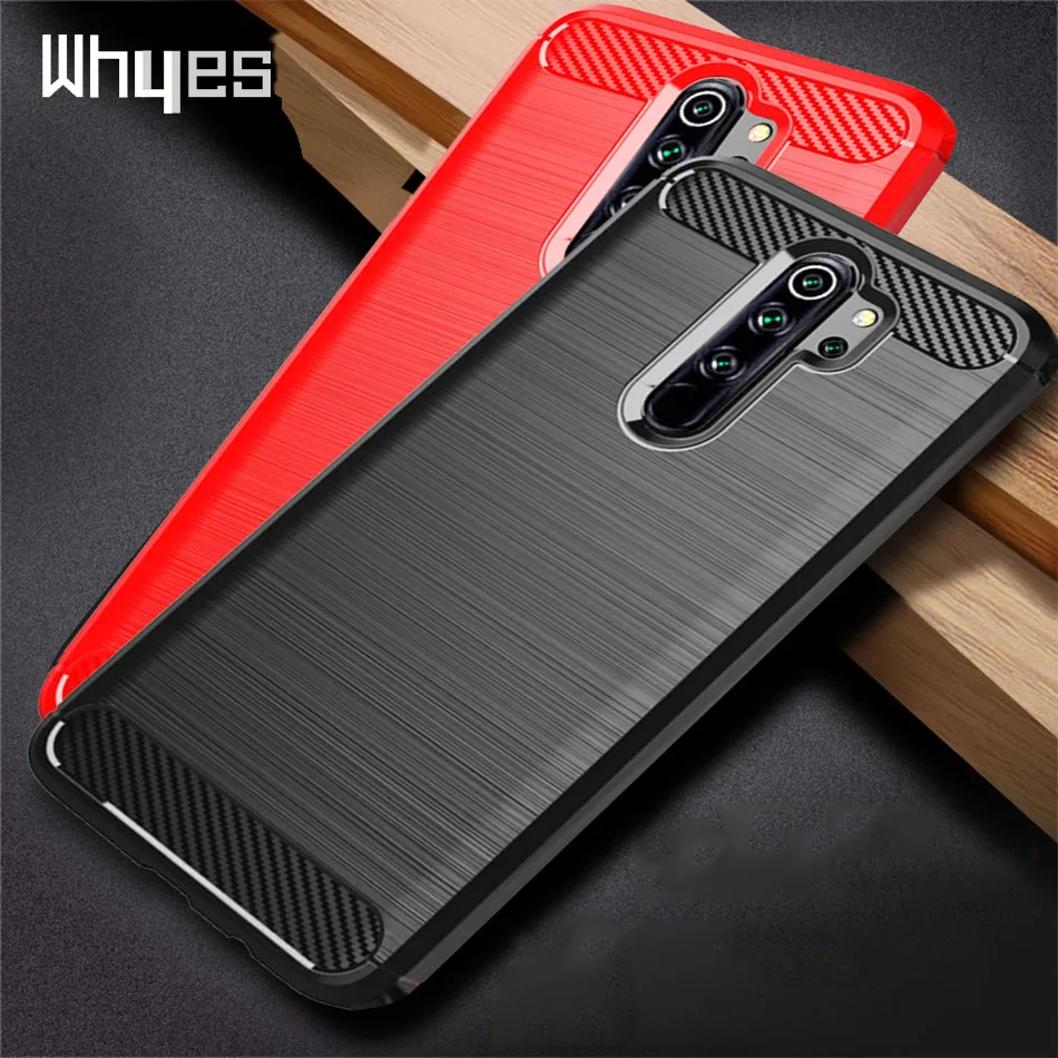 Мягкий силиконовый чехол Whyes для Xiaomi Redmi Note 8 Pro противоударный из углеродного