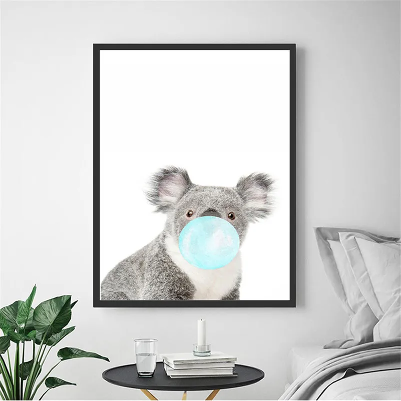 Домашний декор в скандинавском стиле постер с животными Зебра жираф пузырьки