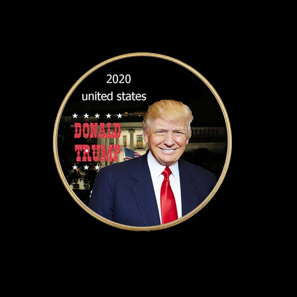 Золотая монета Американский 45 й президент Дональд с изображением Трампа белый