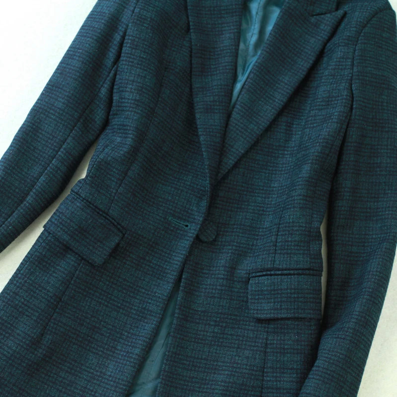 New Women Clothes Large Size Women's Green Slim Long Section Suit High Waist Wide Leg Pants Thick Three-piece |