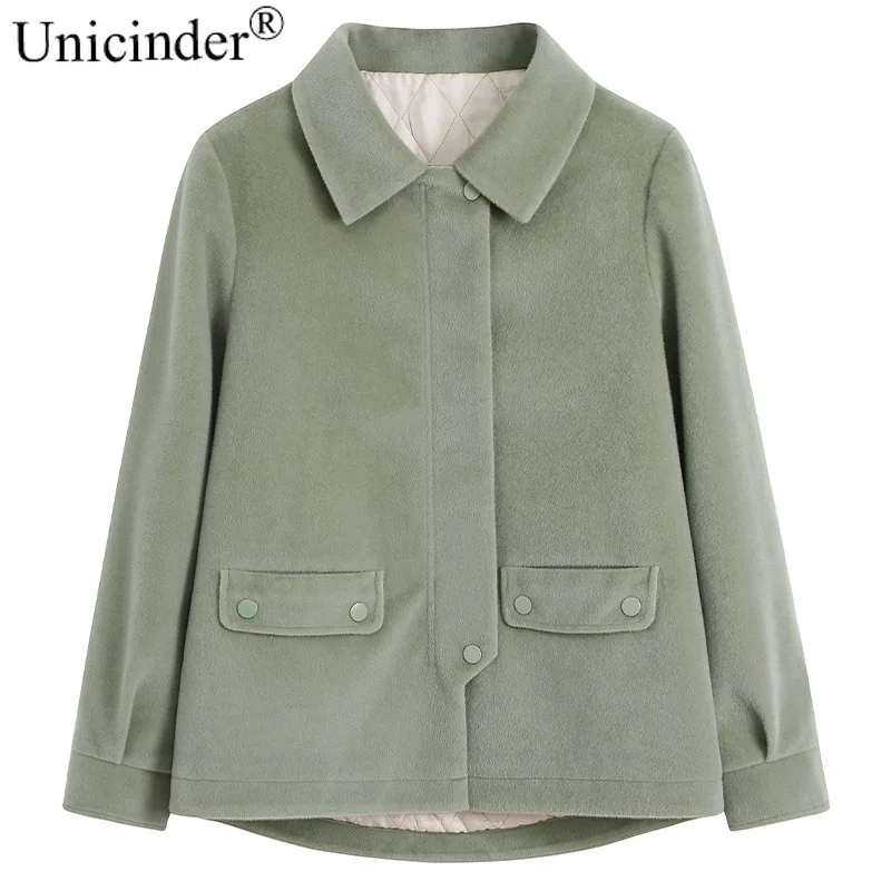 

Unicinder Autumn / Winter 2020 Female Mink Fur Versatile Light Ripe Temperament Lapel Short and Medium Length Cotton Coat #9948