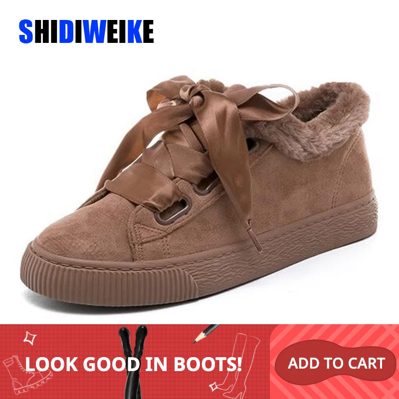 Женские ботинки теплые зимние кроссовки из искусственной кожи Botas mujer ботильоны