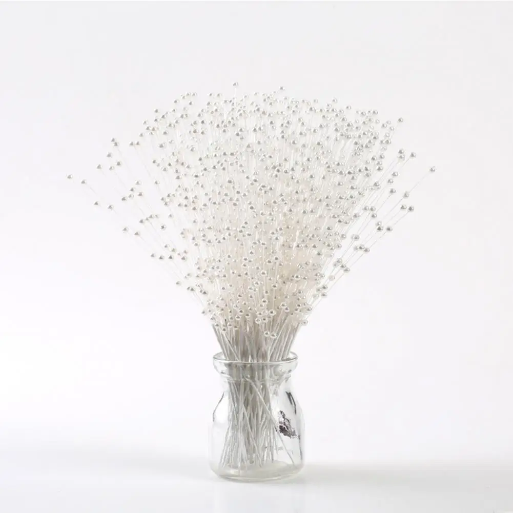 

1 Bag Beads Wire Stem DIY Eco-friendly Plastic Eye-catching Beads String Bouquet for Home