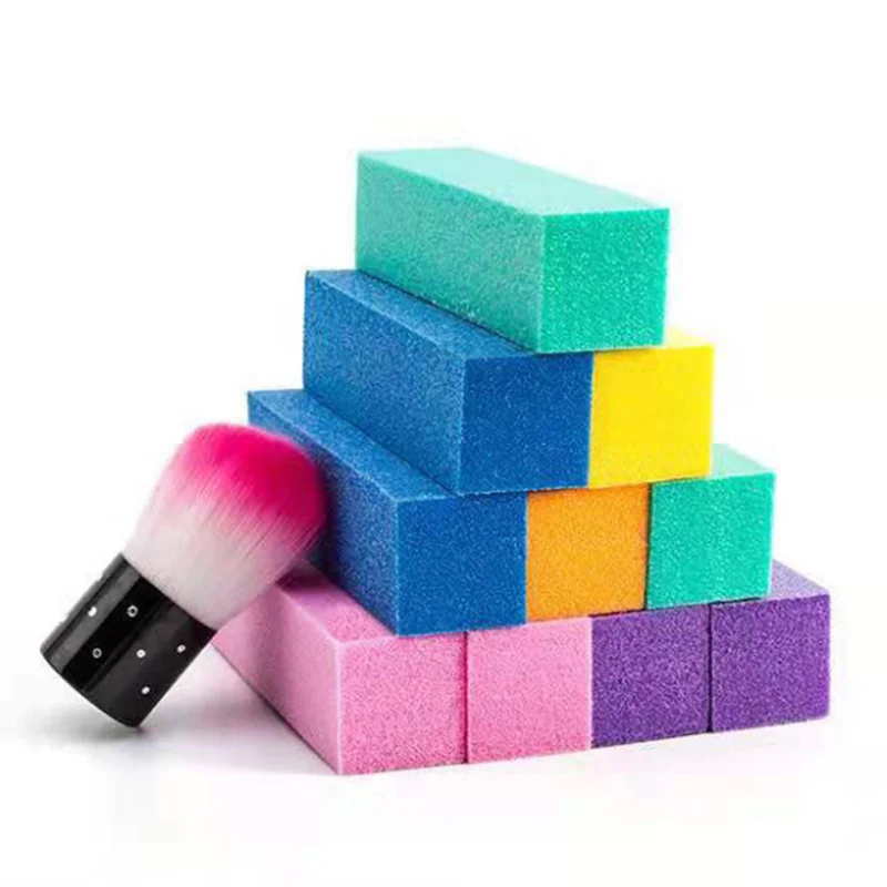 

10Pcs Nail Buffers Files Set +1Pc Makeup Brush Professional Sponge Sanding Block Grinding Polishing Manicuring Pedicure Tools