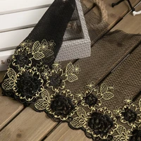 gold lace fabric 24cm wide black flower embroidery accessories diy crafts needlework supplies sewing ribbon trim home decorative