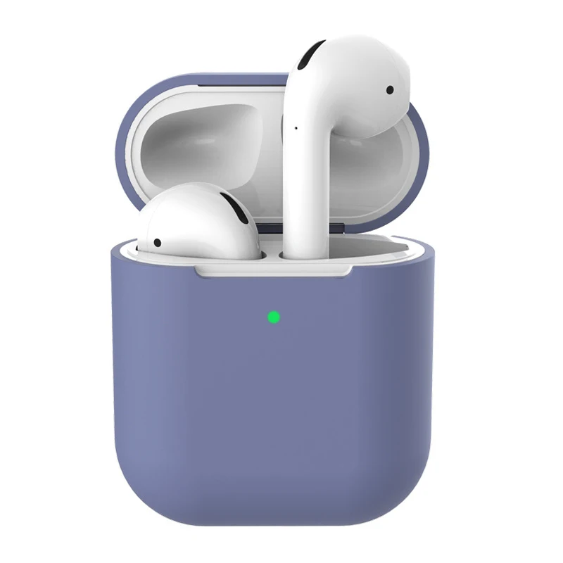Lavender ash Чехол для наушников Apple AirPods2 Мягкий силиконовый чехол беспроводной Bluetooth защитный чехол для наушников для Air Pods чехол - Цвет: Lavender ash