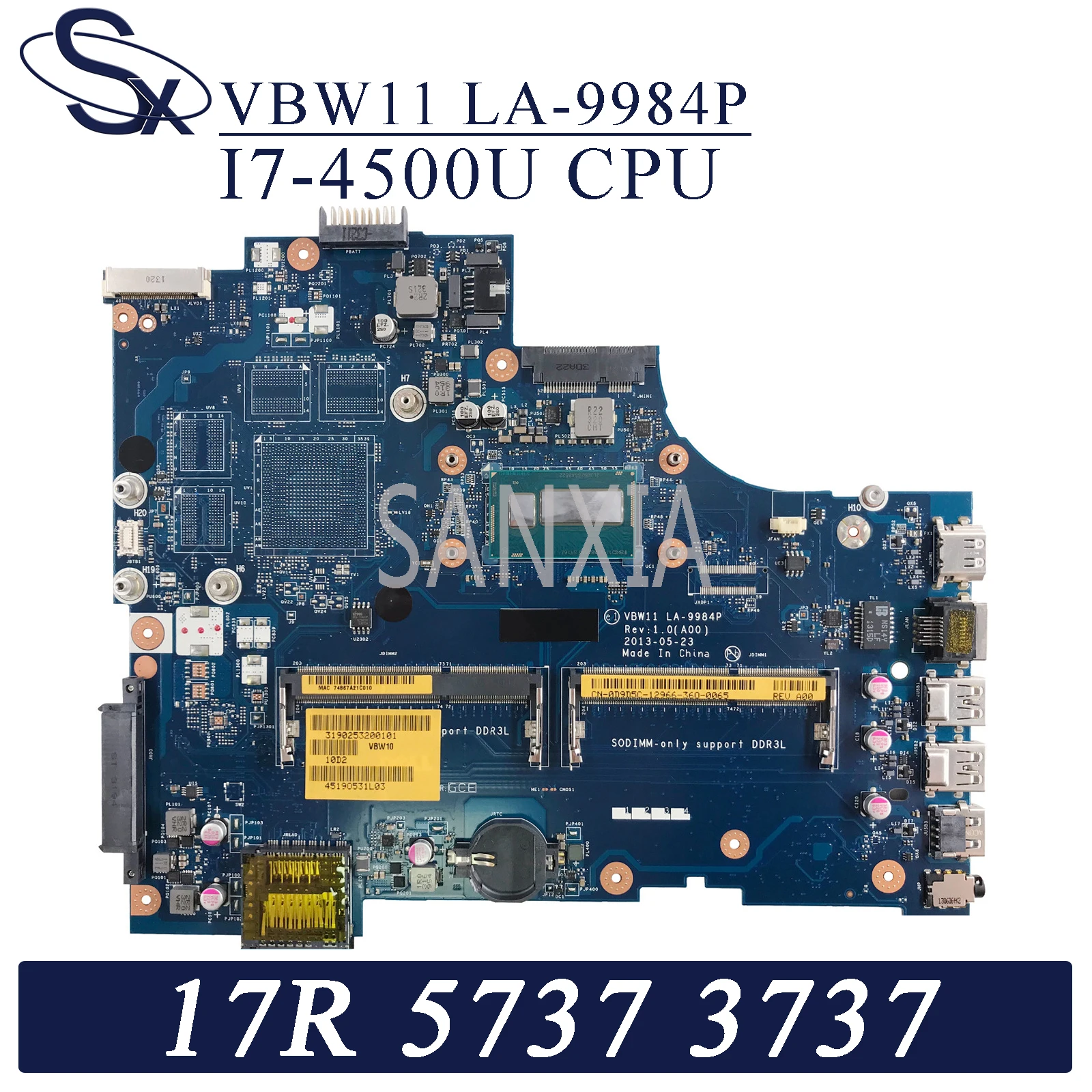 Материнская плата KEFU LA 9984P для ноутбука Dell Inspiron 17R 5737 3737 оригинальная материнская