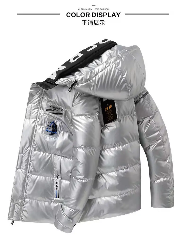 

Куртка мужская с капюшоном, плотная теплая блестящая парка, модная уличная одежда, ветровка с хлопковой подкладкой, 2020