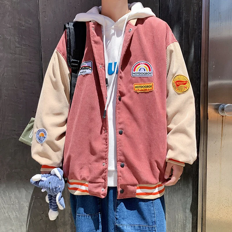 

Весенне-осенняя Вельветовая мужская куртка ins tide брендовая в стиле Харадзюку универсальная Красивая свободная бейсбольная куртка в Корейс...