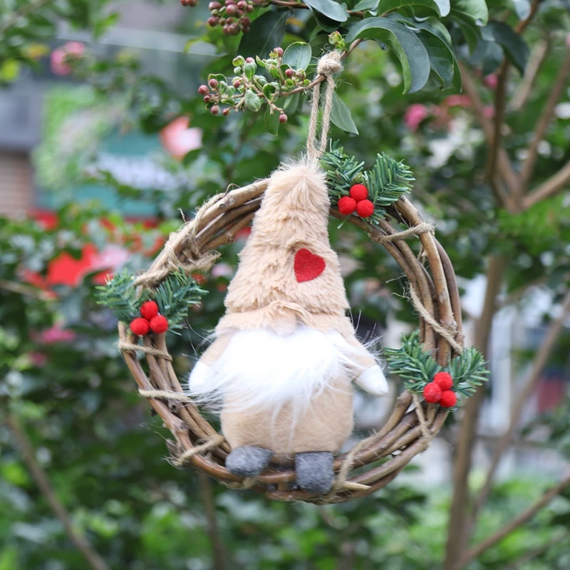 Плюшевый венок из ротанга рождественские гирлянды со шведским Сантой Tomte